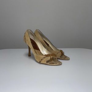 Christian Dior Open Toe Camel Suede Pump